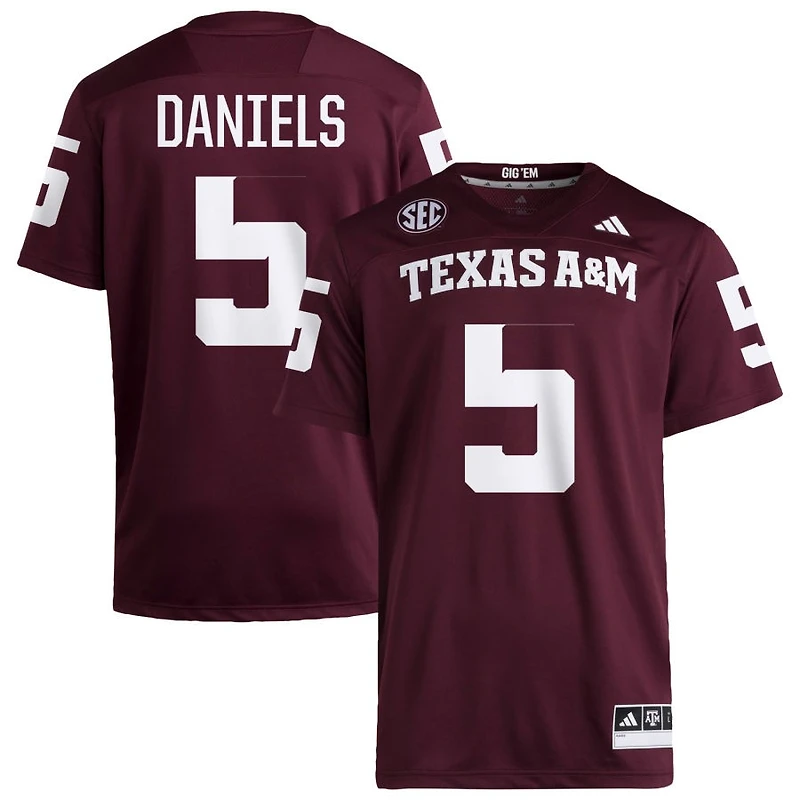 Amari Daniels Men's adidas  Maroon Texas A&M Aggies NIL Pick-A-Player Home Premier Football Jersey