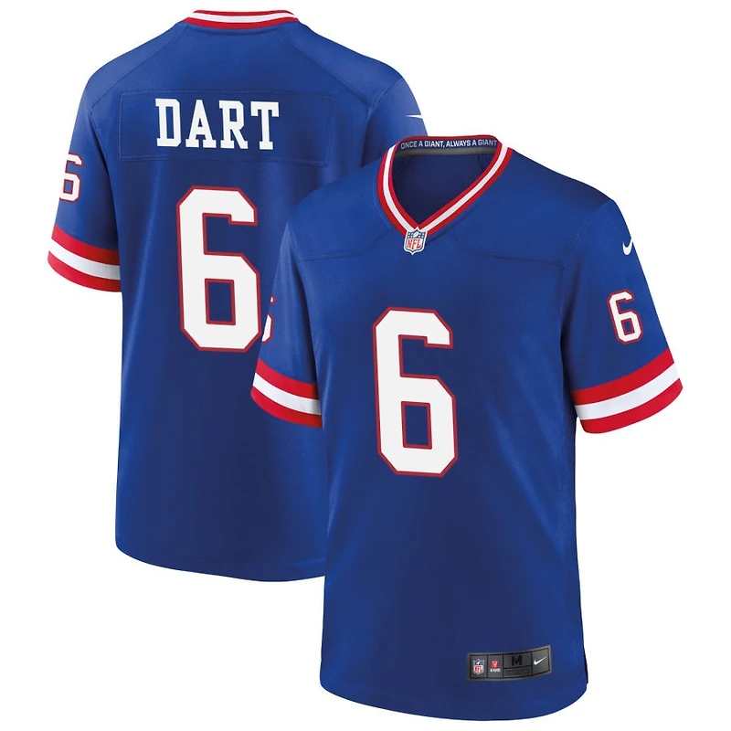 Jaxson Dart Men's Nike Royal New York Giants Classic Custom Game Jersey