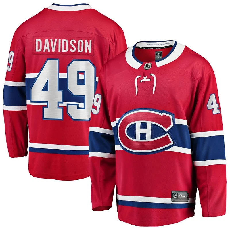 Jared Davidson Men's Fanatics Red Montreal Canadiens Home Breakaway Custom Jersey