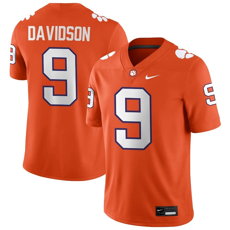 Gideon Davidson Men's Nike Orange Clemson Tigers NIL Pick-A-Player Game Jersey