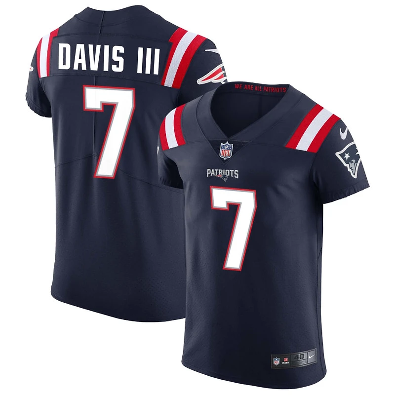 Carlton Davis III Men's Nike Navy New England Patriots Vapor Elite Custom Jersey