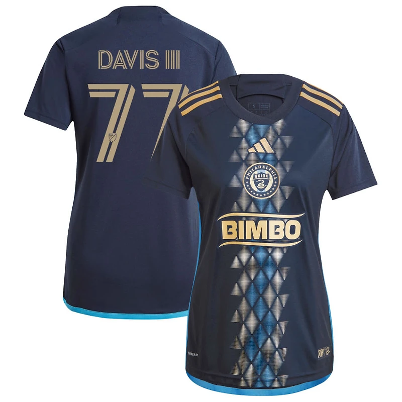 Eddy Davis III Women's adidas  Navy Philadelphia Union 2024 The XV Kit Replica Custom Jersey