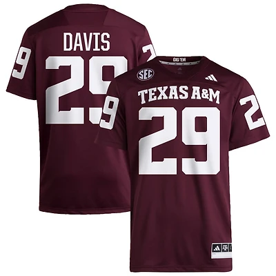 Myles Davis Men's adidas Maroon Texas A&M Aggies NIL Pick-A-Player Home Premier Football Jersey
