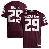 Myles Davis Men's adidas  Maroon Texas A&M Aggies NIL Pick-A-Player Home Premier Football Jersey