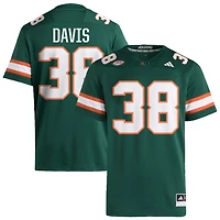 Carter Davis Men's adidas  Green Miami Hurricanes NIL Pick-A-Player Alternate Premier Football Jersey