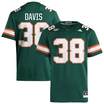 Carter Davis Men's adidas Green Miami Hurricanes NIL Pick-A-Player Alternate Premier Football Jersey