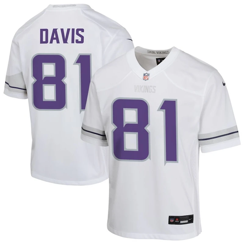 Joaquin Davis Youth Nike White Minnesota Vikings Alternate Custom Game Jersey