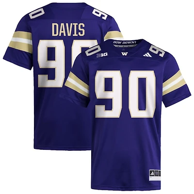 Elinneus Davis Men's adidas  Purple Washington Huskies NIL Pick-A-Player Home Premier Football Jersey