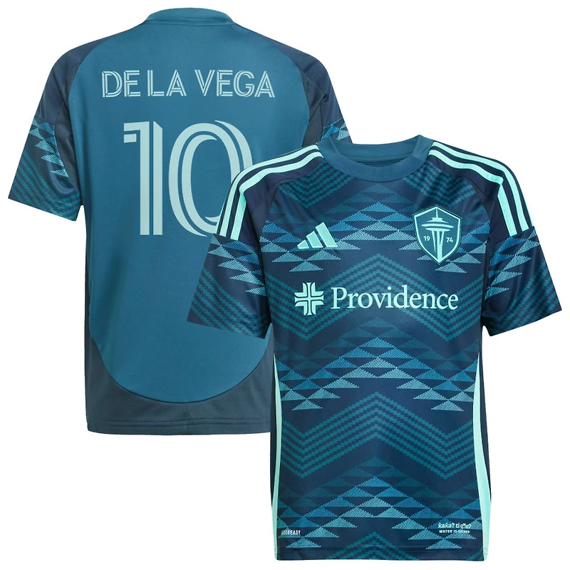 Pedro De La Vega Youth adidas Blue Seattle Sounders FC 2025 The Salish Sea Kit Replica Custom Jersey