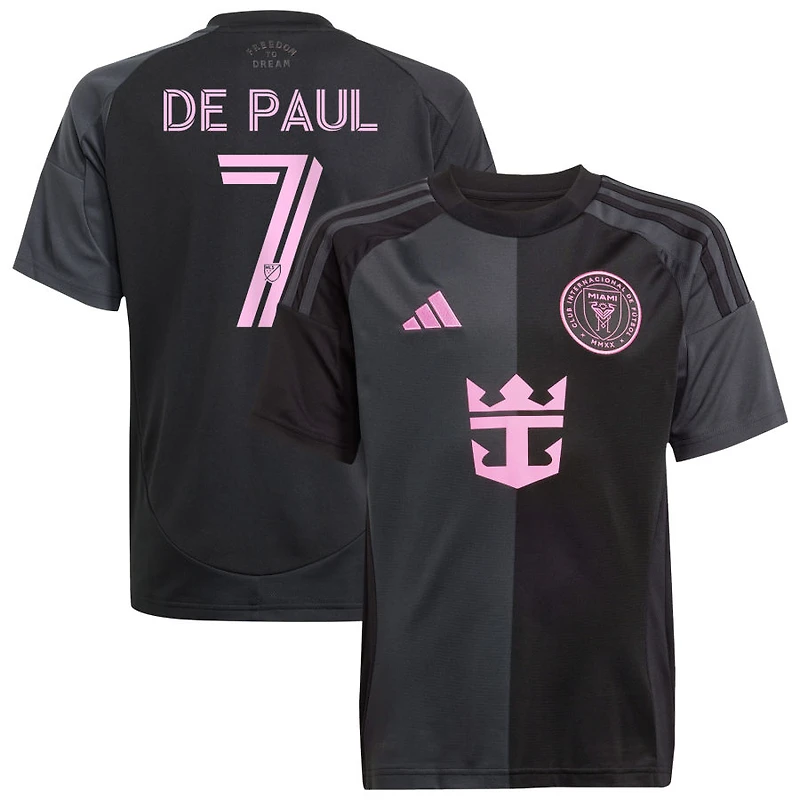 Rodrigo De Paul Youth adidas  Black Inter Miami CF 2025 The Fortitude Kit Replica Custom Jersey