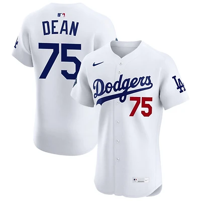 Justin Dean Men's Nike White Los Angeles Dodgers Home Elite Sponsor Patch Custom Jersey