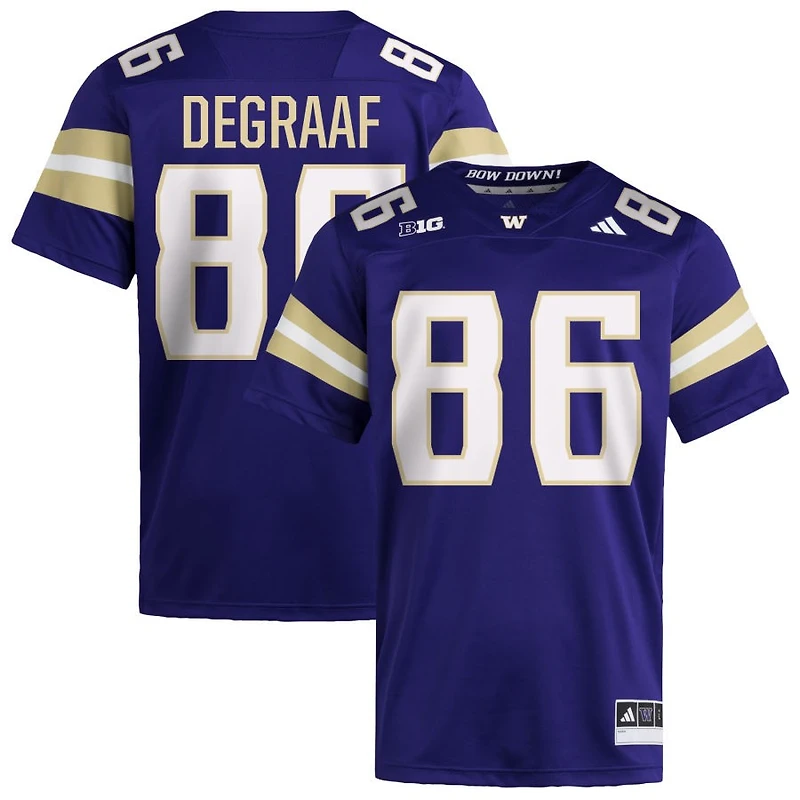 Decker DeGraaf Men's adidas  Purple Washington Huskies NIL Pick-A-Player Home Premier Football Jersey