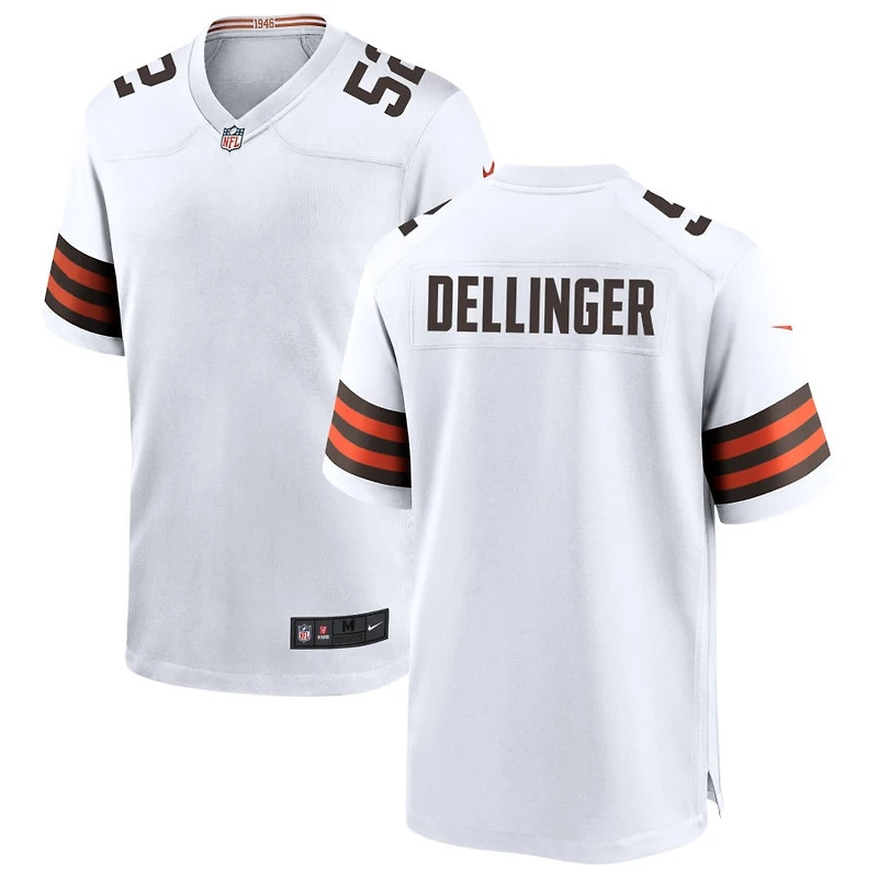 Garrett Dellinger Men's Nike White Cleveland Browns Custom Game Jersey