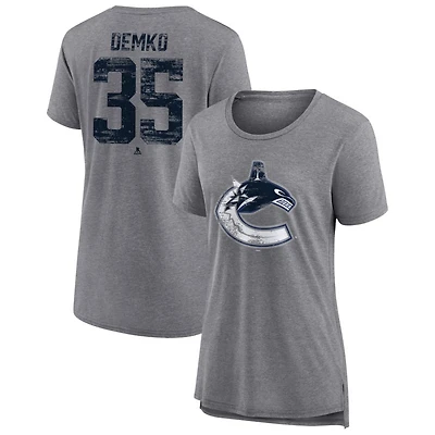 Women's Gray Vancouver Canucks Heritage Custom Tri-Blend T-Shirt