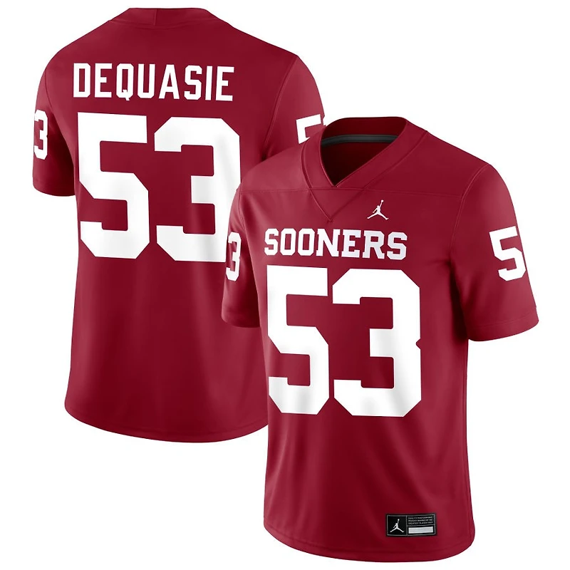 Reed DeQuasie Men's Jordan Brand Crimson Oklahoma Sooners NIL Pick-A-Player Football Replica Jersey
