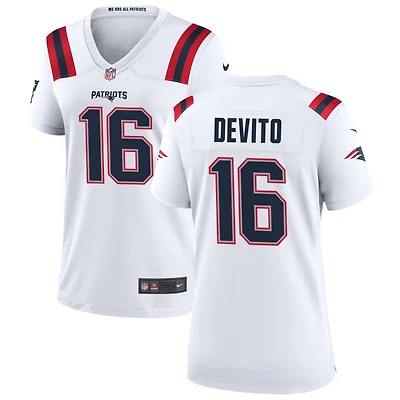 Tommy DeVito Women's Nike New England Patriots White Custom Game Jersey