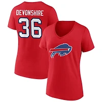 Women's Red Buffalo Bills Team Authentic Personalized Name & Number V-Neck T-Shirt