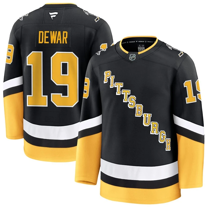 Connor Dewar Men's Fanatics Black Pittsburgh Penguins Alternate Premium Custom Jersey