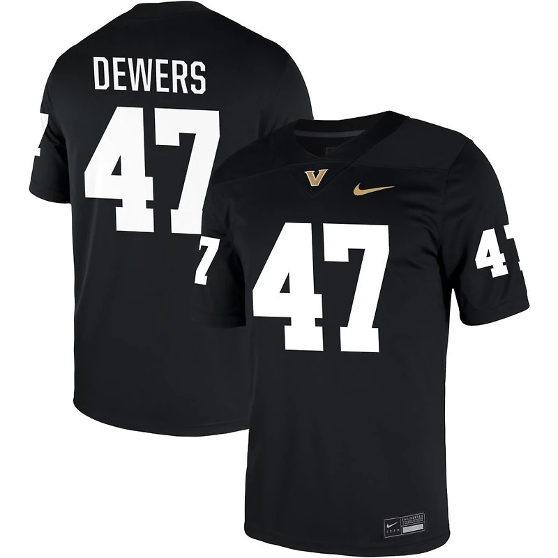 Justin Dewers Men's Nike Black Vanderbilt Commodores NIL Pick-A-Player Game Jersey