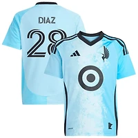 Jefferson Diaz Youth adidas  Blue Minnesota United FC 2025 CONVERGENCE Replica Custom Jersey