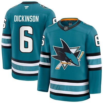 Sam Dickinson Men's Fanatics Teal San Jose Sharks Home Premium Custom Jersey
