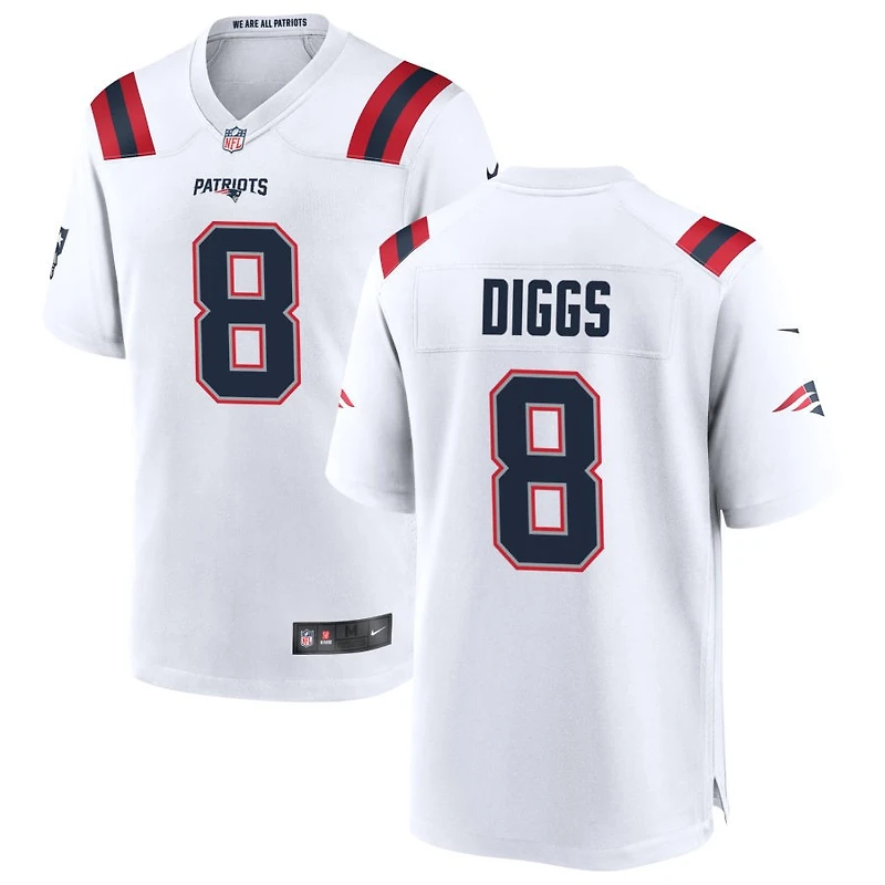 Stefon Diggs Men's Nike White New England Patriots Custom Game Jersey