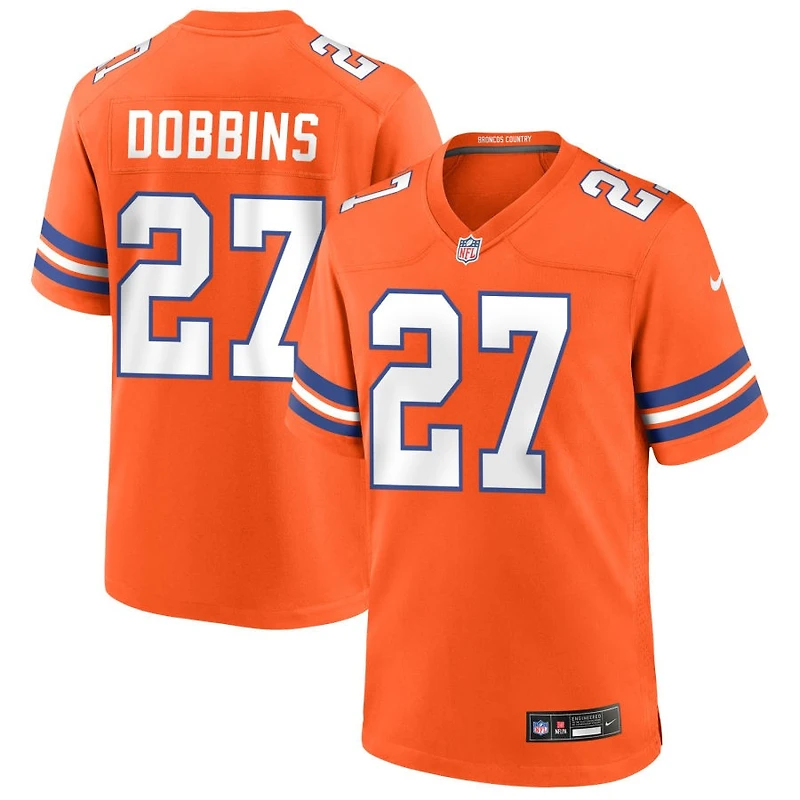 J.K. Dobbins Men's Nike Orange Denver Broncos Mile High Collection 1977 Throwback Custom Game Jersey