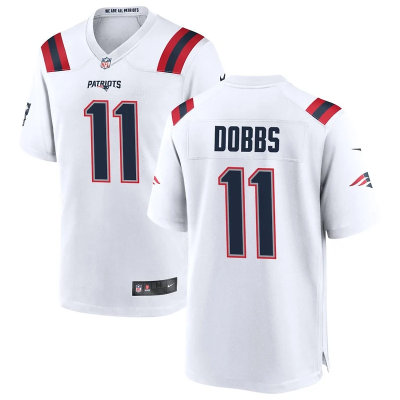 Joshua Dobbs Men's Nike White New England Patriots Custom Game Jersey