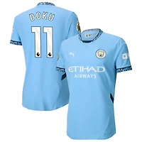Jeremy Doku Men's Puma Light Blue Manchester City 2024/25 Home Authentic Custom Jersey
