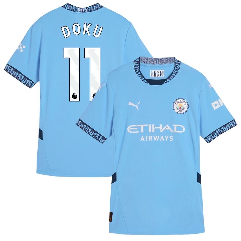 Jeremy Doku Women's Puma Light Blue Manchester City 2024/25 Home Replica Custom Jersey