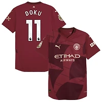 Jeremy Doku Men's Puma  Burgundy Manchester City 2024/25 Third Authentic Custom Jersey