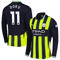 Jeremy Doku Men's Puma Navy Manchester City 2024/25 Away Replica Long Sleeve Custom Jersey