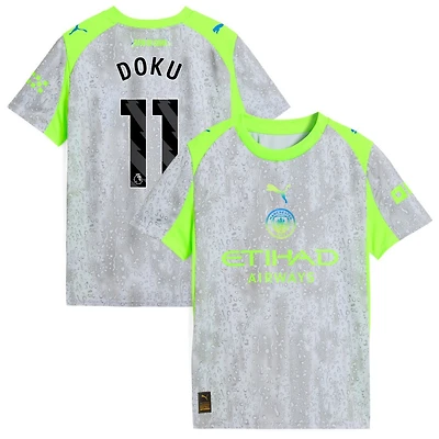 Jeremy Doku Youth Puma Green/Neon Green Manchester City 2025/26 Third Replica Custom Jersey