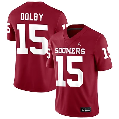 Kendel Dolby Men's Jordan Brand Crimson Oklahoma Sooners NIL Pick-A-Player Football Replica Jersey