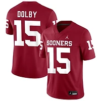 Kendel Dolby Men's Jordan Brand Crimson Oklahoma Sooners NIL Pick-A-Player Football Replica Jersey