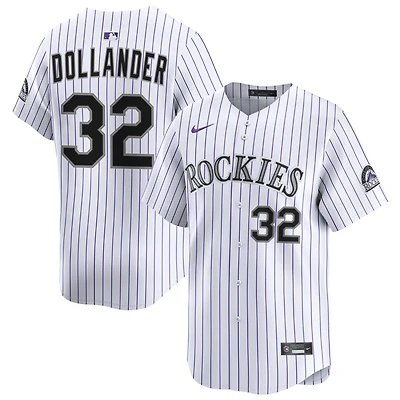 Chase Dollander Men's Nike White Colorado Rockies Home Limited Custom Jersey