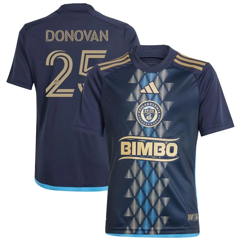 Chris Donovan Youth adidas  Navy Philadelphia Union 2024 The XV Kit Replica Custom Jersey