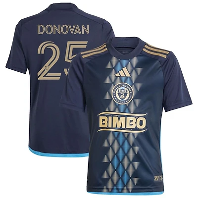 Chris Donovan Youth adidas  Navy Philadelphia Union 2024 The XV Kit Replica Custom Jersey