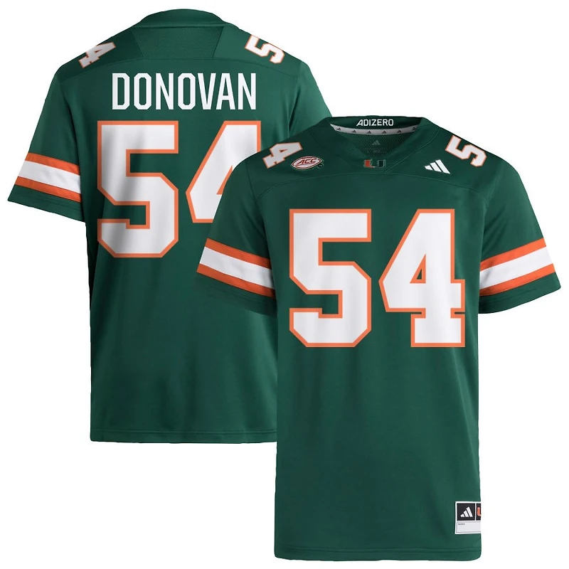 Michael Donovan Men's adidas  Green Miami Hurricanes NIL Pick-A-Player Alternate Premier Football Jersey