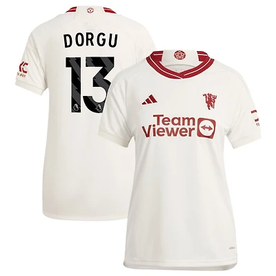 Patrick Dorgu Women's adidas  White Manchester United 2023/24 Third Replica Custom Jersey