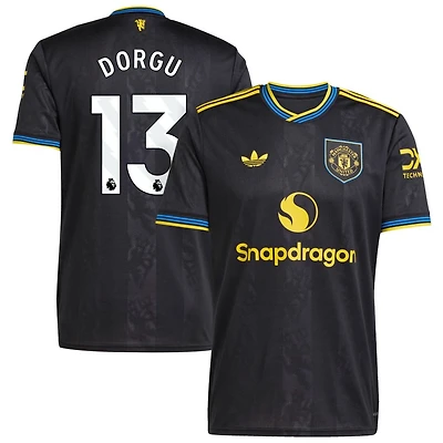 Patrick Dorgu Men's adidas  Black Manchester United 2025/26 Third Replica Custom Jersey