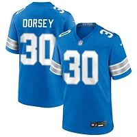 Khalil Dorsey Men's Nike  Blue Detroit Lions Custom Game Jersey