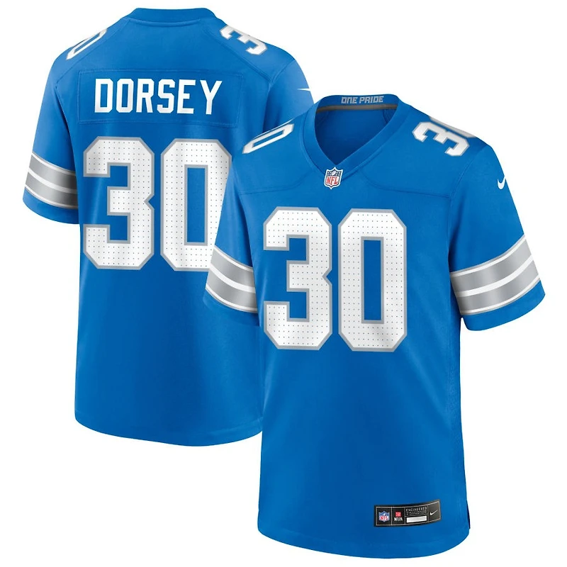 Khalil Dorsey Men's Nike Blue Detroit Lions Custom Game Jersey