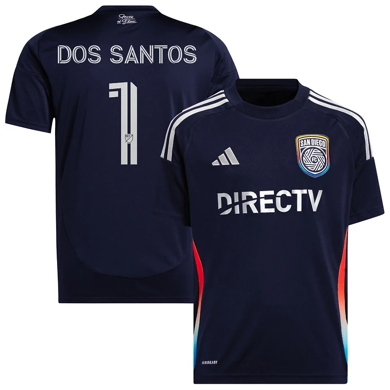 CJ Dos Santos Youth adidas  Navy San Diego FC 2025 State of Flow Replica Custom Jersey