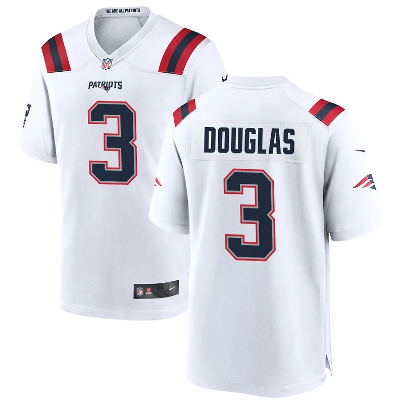 DeMario Douglas Men's Nike White New England Patriots Custom Game Jersey