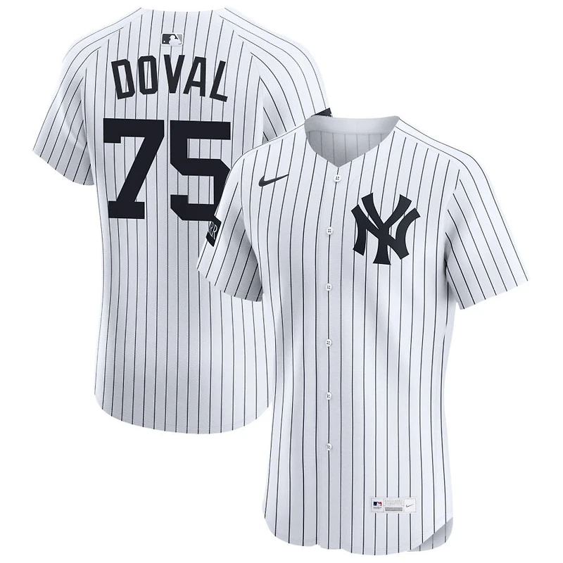 Camilo Doval Men's Nike White New York Yankees Home Elite Sponsor Patch Custom Jersey