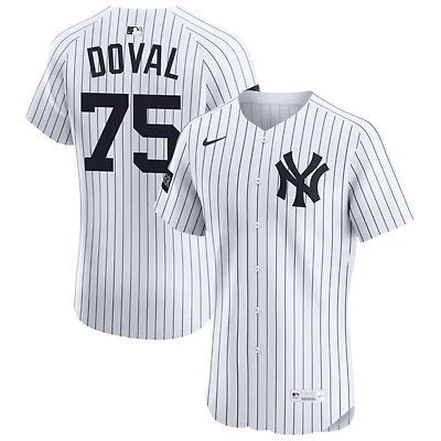 Camilo Doval Men's Nike White New York Yankees Home Elite Sponsor Patch Custom Jersey