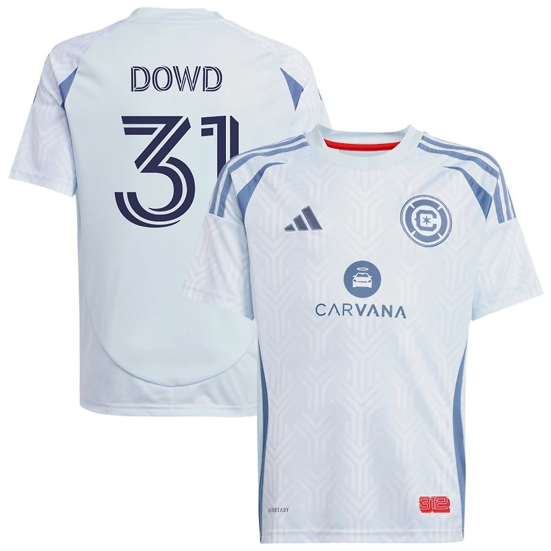 Bryan Dowd Youth adidas Light Blue Chicago Fire 2025 The Municipal Kit Replica Custom Jersey