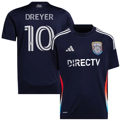 Anders Dreyer Youth adidas  Navy San Diego FC 2025 State of Flow Replica Custom Jersey