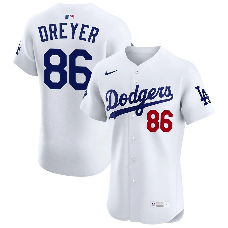 Jack Dreyer Men's Nike White Los Angeles Dodgers Home Elite Sponsor Patch Custom Jersey